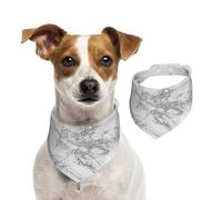Élégant Chic Blanc Gris Argent Paillettes Marbre,Bandanas pour Chien, écharpe en Coton, Bavoirs réglables pour Animaux de Compagnie,M