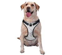 Élégant Chic Blanc Gris Argent Paillettes Marbre,Harnais pour Animaux de Compagnie, Harnais réfléchissant réglable pour Chien,M