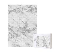 Élégant Chic Blanc Gris Argent Paillettes Marbre,Puzzle Familial en Bois de 300 pièces pour Adultes et Adolescents