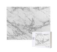 Élégant Chic Blanc Gris Argent Paillettes Marbre,Puzzle Familial en Bois de 500 pièces pour Adultes et Adolescents, décoration d'intérieur