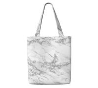 Élégant Chic Blanc Gris Argent Paillettes Marbre，Sacs d'épicerie réutilisables, sacs fourre-tout de grande capacité, sac à bandoulière en toile
