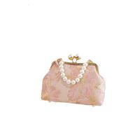 Elegant Chinese Style Embroidered Shoulder Bag with Pearl Handle - Women's Cosmetic Bag for Banquets(Style 1)