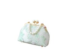 Elegant Chinese Style Embroidered Shoulder Bag with Pearl Handle - Women's Cosmetic Bag for Banquets(Style 2)