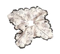 Élégant chouchou brodé à motif floral pour femme - Dentelle respirante - Accessoire de mode élégant pour queue de cheval