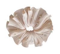 Élégant chouchou en perles d'inspiration française avec perles et tissu à volants pour femmes et filles