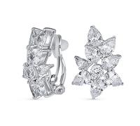 Elégant Classique Bridal Marquise Cut Leaf Clusters AAA Cubic Zirconia CZ Leaf Clip On Earrings For Women Wedding Promal Party Plated Argent