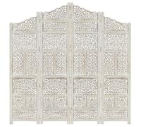 Elegant Cloison de séparation - Paravent salon 4 panneaux Blanc 160x165 cm Bois manguier""Bonne vie""17820 - Blanc 20,34 Kg