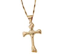 Élégant collier à breloques avec pendentif en forme de croix résistant au ternissement - Accessoire de bijoux pour personnaliser l'expression et la foi - Collier de culture jeunesse, K, Comme décrit