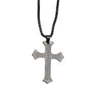Élégant collier avec croix religieuse avec écriture espagnole en alliage pour un pendentif unique de foi, taille unique, Comme décrit, Comme décrit.