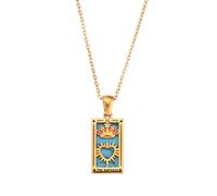 Élégant collier avec pendentif en forme de carte de tarot mettant en évidence les signes du zodiaque en acier inoxydable robuste pour adultes tendance, taille unique, Comme décrit, Comme décrit.