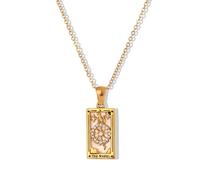 Élégant collier avec pendentif en forme de carte de tarot mettant en évidence les signes du zodiaque en acier inoxydable robuste pour adultes tendance, taille unique, Comme décrit, Comme décrit.