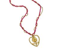 Élégant collier avec pendentif en forme de cœur de vigne en acier inoxydable - Chaîne réglable en cristal - Pour cadeaux - Unisexe - Tendance - Chaîne en acier inoxydable, taille unique, Comme décrit