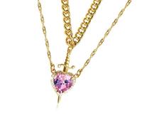 Élégant collier avec pendentif en forme de dague en forme de cœur unique avec pierres précieuses embellissements pour tous les jours glamour fête, taille unique, Comme décrit, Comme décrit.