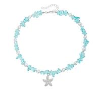 Élégant collier avec pendentif étoile de mer en cristal et perles - Design tendance pour une tenue quotidienne - Réglable, One Size, Comme décrit, Comme décrit.