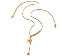 Élégant collier avec pendentif marguerite pour femme, en acier titane doré, ras du cou réglable avec détail de boule, ne se décolore pas, idéal pour les occasions spéciales
