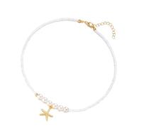 Élégant collier de perles avec étoiles de mer et perles - Chaîne réglable pour les fêtes de plage et les vacances - Bijoux en coquillages, taille unique, Comme décrit, Comme décrit.