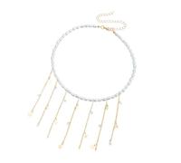 Élégant collier de perles baroques avec de longs pompons, convient pour les femmes à la mode, tenues élégantes, usage quotidien, collier vintage à franges, taille unique, Comme décrit, Comme décrit.