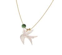Élégant collier de perles d'hirondelle chinoise, chaîne clavicule chinoise, bijou en alliage et résine, bijou pour femme à porter au quotidien, As show, Alliage + résine