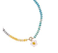 Élégant collier de perles florales avec accents multicolores, chaîne de 50 cm, chaîne de clavicule pour les occasions festives, colliers de perles, One Size, Comme décrit, Comme décrit.