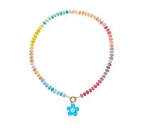 Élégant collier de perles florales avec accents multicolores, chaîne de 50 cm, chaîne de clavicule pour les occasions festives, colliers de perles, One Size, Comme décrit, Comme décrit.