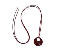 Élégant collier en cuir synthétique avec pendentif rond porte-bonheur pour un usage quotidien et un cadeau pour un jeune accessoire de mode, taille unique, Comme décrit, Comme décrit.