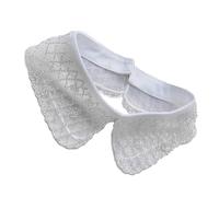 Élégant collier en organza avec perles brodées imitation col demi-chemise chemisier ras du cou accessoire de mode, 42 cm, Organza