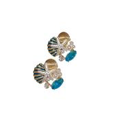 Élégant collier et boucles d'oreilles en forme d'étoile de mer en forme de coquillage de corail - En alliage robuste - Avec perles d'imitation - Style décontracté ou formel - Tendance, taille unique