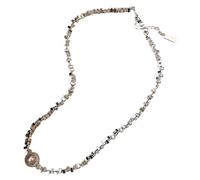 Élégant collier ras du cou réglable en laiton pour femme, unique grande perle, design plaqué argent hypoallergénique