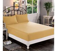 Elegant Comfort 1 drap-housse de qualité hôtelière, microfibre douce, 1500 fils, poche profonde jusqu'à 40,6 cm, résiste aux plis et à la décoloration, lit double, camel doré