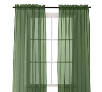 Elegant Comfort 2 pièces Sheer Panel avec Tige de 5,1 cm Poche - Vitrage 152,4 cm de Large x 213,4 cm de Long - Hunter Vert