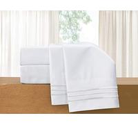 Elegant Comfort Parure 4 pièces-Literie de Luxe 1500 Fils Qualité égyptienne, Infroissable, Frais et Respirant, Ajustement élastique Facile, Microfibre, Blanc, Queen Size