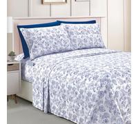 Elegant Comfort Amelia Parure de lit 6 pièces imprimée Cachemire avec Poche Profonde de qualité hôtelière 1500, résistante à la décoloration et aux Plis, Drap-Housse avec Poches intelligentes, Motif