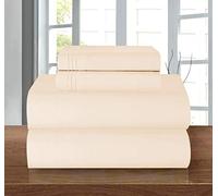 Elegant Comfort Confort élégant 1500 Fils en Coton égyptien de qualité 4 pièces Drap de lit Définit, Queen, Poches Profondes, Beige