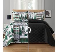 Elegant Comfort Couette réversible 3 pièces en Patchwork à Carreaux rustiques - Couvre-lit Doux avec taies d'oreiller Assorties, Coutures épaisses de qualité supérieure pour Toutes Les Saisons, Grand