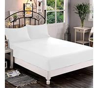 Elegant Comfort Count Drap-Housse de qualité égyptienne avec Poche Profonde jusqu'à 40,6 cm, Infroissable et résistant à la décoloration, Microfibre, Blanc, Queen Size