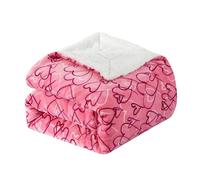 Elegant Comfort Couverture de luxe pour la Saint-Valentin en sherpa ultra douce et confortable en velours avec cœurs roses - Couverture réversible en microvison Sherpa pour elle, épouse, petite amie -