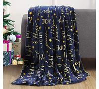 Elegant Comfort Couverture polaire de luxe en velours super doux avec imprimé de Noël sur le thème des vacances - Décoration d'intérieur pelucheuse, chaude et confortable pour literie d'hiver, canapé et cadeau, 127 x 152,4 cm, paix et joie