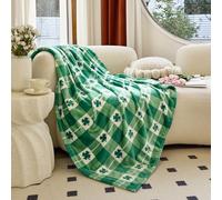 Elegant Comfort Couverture polaire imprimée de trèfle vert irlandais super doux de velours de luxe - Décoration sur le thème de la Saint-Patrick - Jeté moelleux et chaud pour canapé et cadeau, 50 x 60