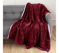 Elegant Comfort Couverture réversible en Sherpa Solide, Couverture Toutes Saisons - Super Douce, Moelleuse et pelucheuse - Décoration Parfaite pour l'habileté, 50 x 60 Pouces, Sherpa Throw Burgundy