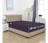 Elegant Comfort Drap-Housse 1500 de qualité hôtelière Haut de Gamme de 45,7 à 53,3 cm de Profondeur, Bonnet très Profond pour Matelas Haut, Luxueux et Doux, avec Poche Intelligente, Infroissable,