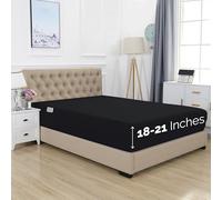 Elegant Comfort Drap-housse simple de qualité hôtelière avec poche très profonde de 45,7 à 53,3 cm pour matelas haut, luxueux et doux de 1500 fils au pouce carré, poche intelligente de qualité égyptienne, lit simple/simple XL, noir