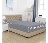 Elegant Comfort Drap-Housse Simple de qualité hôtelière avec Poches très Profondes de 45,7 à 53,3 cm pour Matelas Haut, Luxueux et Doux, de qualité égyptienne de 1500 Fils, très Grand lit, Gris