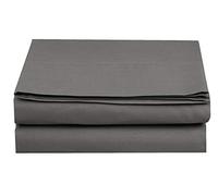 Elegant Comfort Drap Plat, Infroissable, résistant aux Taches, Microfibre, Gris, Grand lit