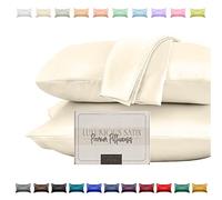 Elegant Comfort Ensemble de 2 taies d'oreiller en Satin Soyeux et Luxueux pour Une Peau et des Cheveux Plus sains, Fermeture éclair dissimulée et Joliment emballée, Ensemble de taies d'oreiller en