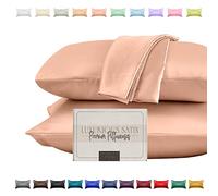 Elegant Comfort Ensemble de 2 taies d'oreiller en Satin Soyeux et Luxueux pour Une Peau et des Cheveux Plus sains, Fermeture éclair dissimulée et Joliment emballée, Ensemble de taies d'oreiller en