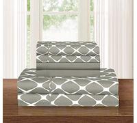 Elegant Comfort Ensemble de literie 6 pièces, Doux et Confortable, Infroissable, à Motif de Treillis Milano, 1500 Fils au Pouce carré, qualité égyptienne, pour Grand lit, Gris