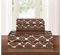 Elegant Comfort Ensemble de literie 6 pièces, Doux et Confortable, Infroissable, à Motif de Treillis Milano, en Microfibre de qualité égyptienne de 1500 Fils au Pouce carré, pour Grand lit, Marron