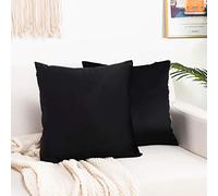 Elegant Comfort Lot de 2 Housses de Coussin décoratives carrées en Velours Doux de Couleur Unie pour canapé, Chambre à Coucher, Voiture, 50 x 50 cm, Noir uni
