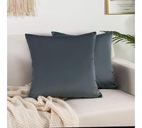 Elegant Comfort Lot de 2 Housses de Coussin décoratives carrées en Velours Doux de Couleur Unie pour canapé, Chambre à Coucher, Voiture, 50,8 x 50,8 cm, Gris