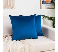 Elegant Comfort Lot de 2 Housses de Coussin décoratives carrées en Velours Doux de Couleur Unie pour canapé, Chambre à Coucher, Voiture, 45,7 x 45,7 cm, Bleu Roi